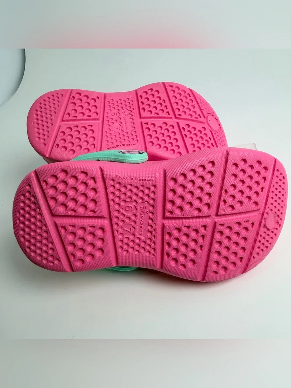 Kids Pink Clog Sandals with Mint Heel Strap